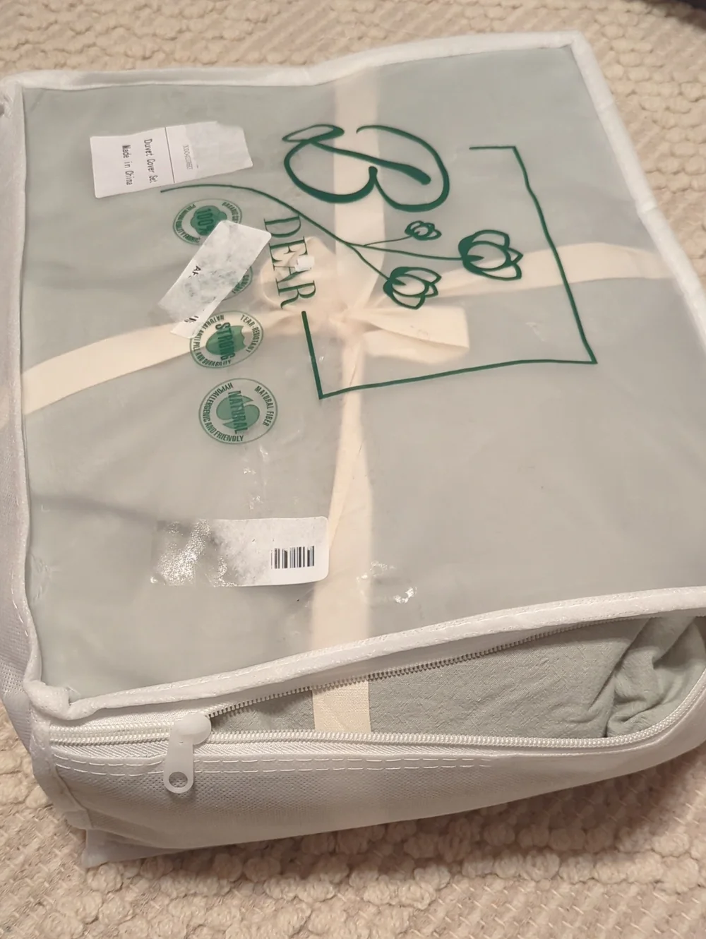 3 Pieces Sage Green Duvet Cover Set Super King Size 108'' W x 98'' L, 100% Washe